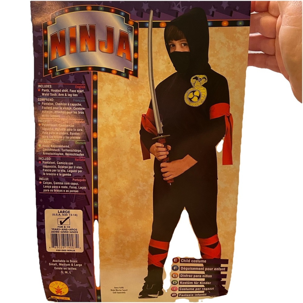 Rubie's Ninja Costume Child Size‎ Large 12-14 Black/Red New Open Package